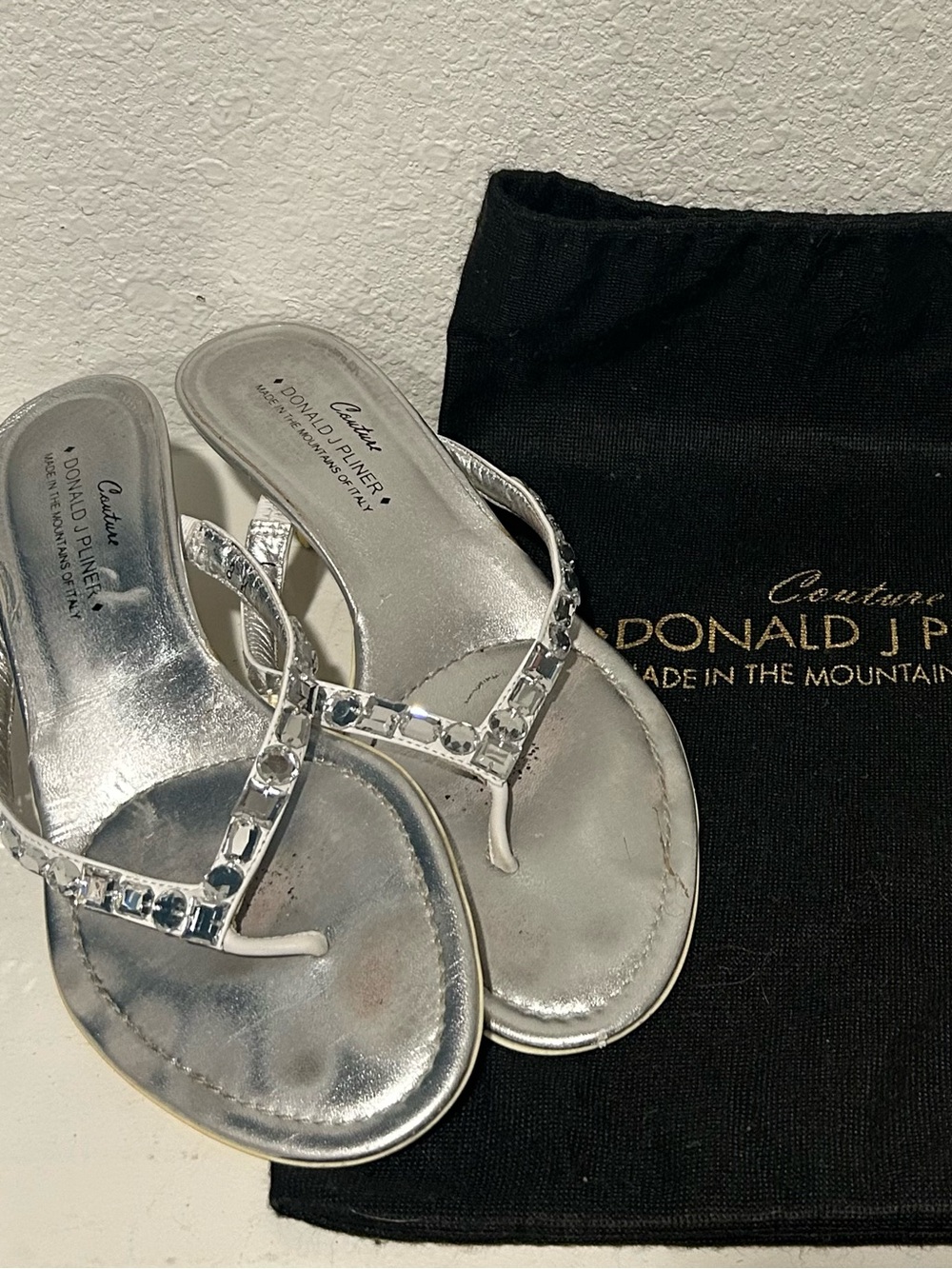 Donald J. Pliner Silver Thong Sandals
